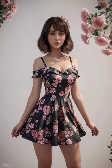 cartoon girl in a floral dress posing for a picture, beautiful digital illustration, beautiful retro art, stunning character art, beautiful character painting, 3d render stylized, beautiful digital artwork

