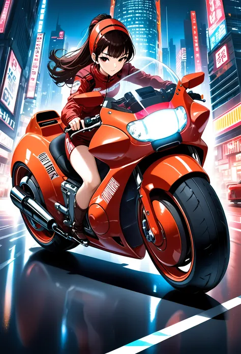 create a detailed image of a futuristic motorcycle inspired by the iconic bike from the classic akira manga/anime. the motorcycl...