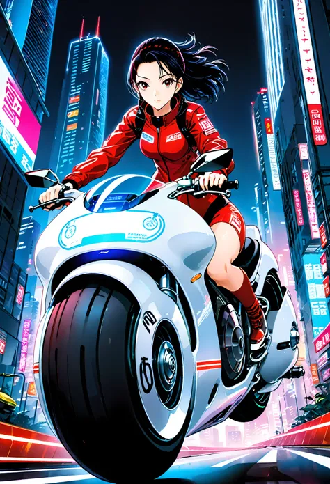 create a detailed image of a futuristic motorcycle inspired by the iconic bike from the classic akira manga/anime. the motorcycl...