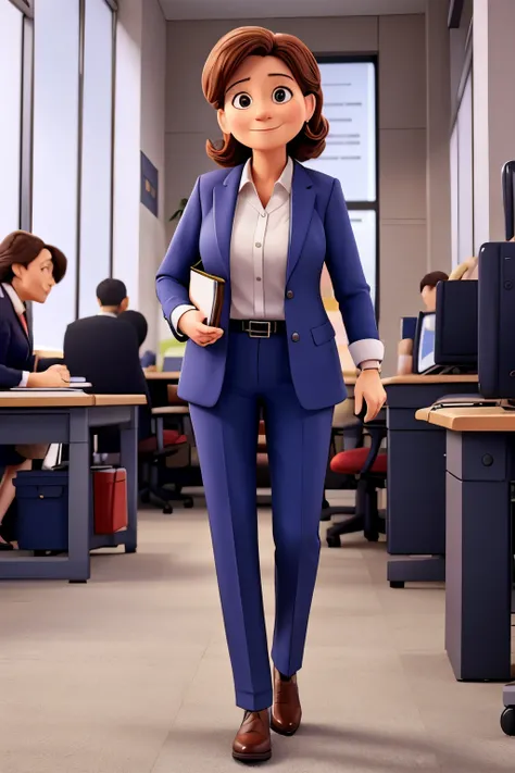 A 50-year-old woman, Office Workers，wear a suit，