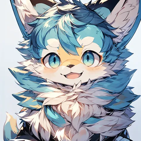 Furry, Fluf, Male, Cute, Smile, Face, Portrait, Blue Fluf, Ultra cute