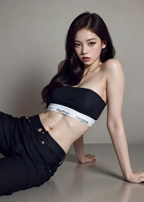 Close-up of a woman with long red hair and a black shirt., The skin glowed pale., Pale white skinพอร์ซเลน, Kim Jennie to Blackpink, Pale white skin!!, Pale, ivory skin, Pale hair, milky white skin, Pale white skinเหมือนหิมะ, Popular Korean cosmetics, เผือก...