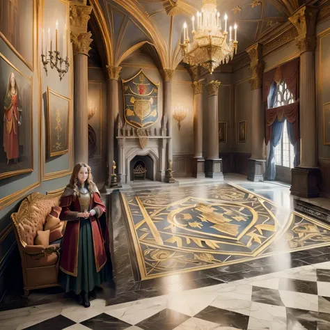 Marble floor with coat of arms "Hogwarts" from the movie "Harry Potter"