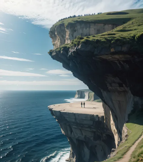 alien spaceship landing near cliffs