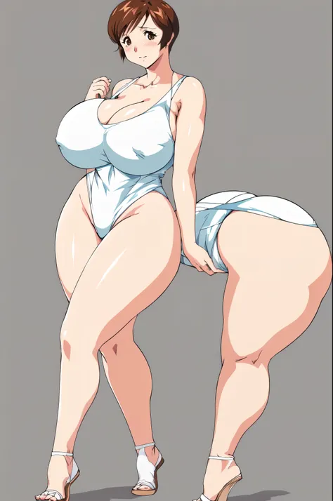 masterpiece, highest quality, High resolution, One girl, solo, sexual intercourse, Pornographic images, short hair, etsukoto, brown Eyes, fine grain, fine grain, (((Thick thighs, Plump thighs, Voluptuous thighs, Thighs alone are enough))), Huge and ample b...