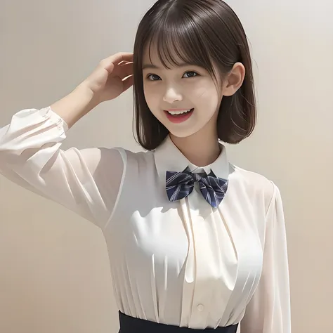 (highest quality, masterpiece:1.2), highest quality, High resolution, 1080P, 8K, Height: 158cm, ((A very intelligent, very noble, pretty and neat Japanese beautiful girl fashion model. 16 years old. Looking at the audience. Realistic fashion model)), ((((W...