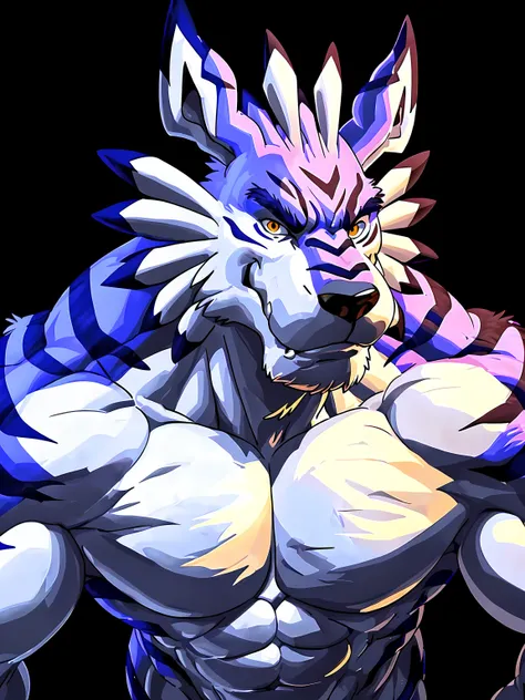 garurumon, 4k, high resolution, best quality, detailed, posted on e621, solo, anthro body, older male, masculine, male, very mas...