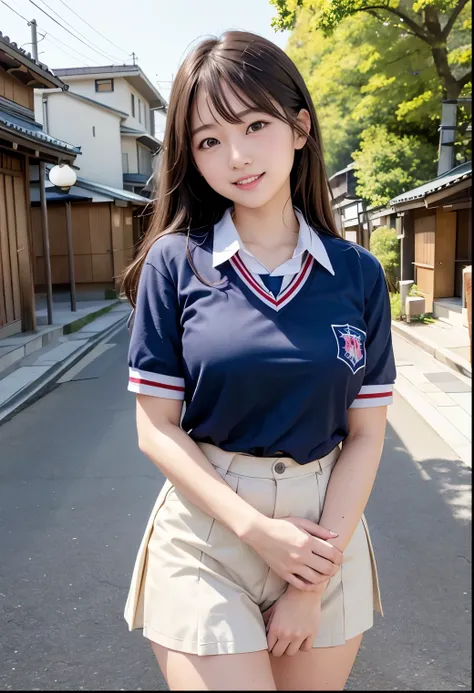 (Highest quality,masterpiece:1.3,Ultra-high resolution),(Very detailed、Caustics) (Realistic:1.4, RAW shooting、)Ultra-Realistic Capture、Very detailed、Natural skin texture、masterpiece、(Japan woman in high school uniform:1.3),Adorable expression、Expressions o...