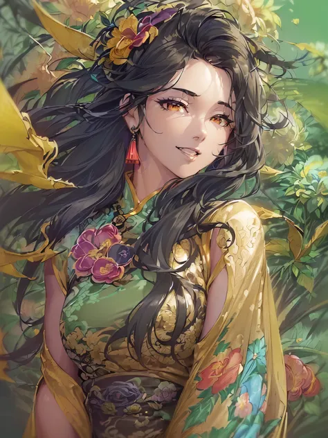 ((Highest quality)),(Ultra-high resolution),(Ultra-detailed new),(Detailed Description),((The best CG)),(masterpiece),Highly detailed art,A wonderful new art form,(Art with precise details:1.5), (Lady:1.4),(A colorful and detailed Chinese dress:1.7),(Beaut...