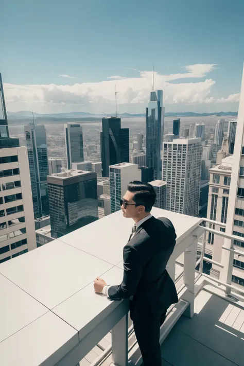 millionaire with a lot of money, looking from the top of a building at your entire portfolio 
