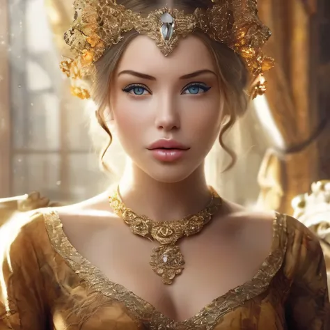masterpiece, best quality, 1 girl, solo, laurence bedard, glossy, beautiful detailed eyes, beautiful detailed lips, extremely detailed face, longeyelashes, elegant, graceful, serene, peaceful expression, intricate jewelry, ornate headpiece, flowing dress, ...