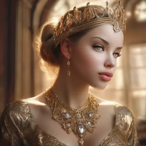 masterpiece, best quality, 1 girl, solo, laurence bedard, glossy, beautiful detailed eyes, beautiful detailed lips, extremely detailed face, longeyelashes, elegant, graceful, serene, peaceful expression, intricate jewelry, ornate headpiece, flowing dress, ...