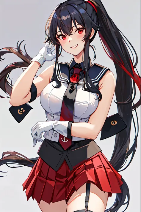 best quality, masterpiece, highres, solo, {yahagi_kantaicollection:1.15}, long_hair, black_hair, ponytail, red_eyes, sidelocks, ...