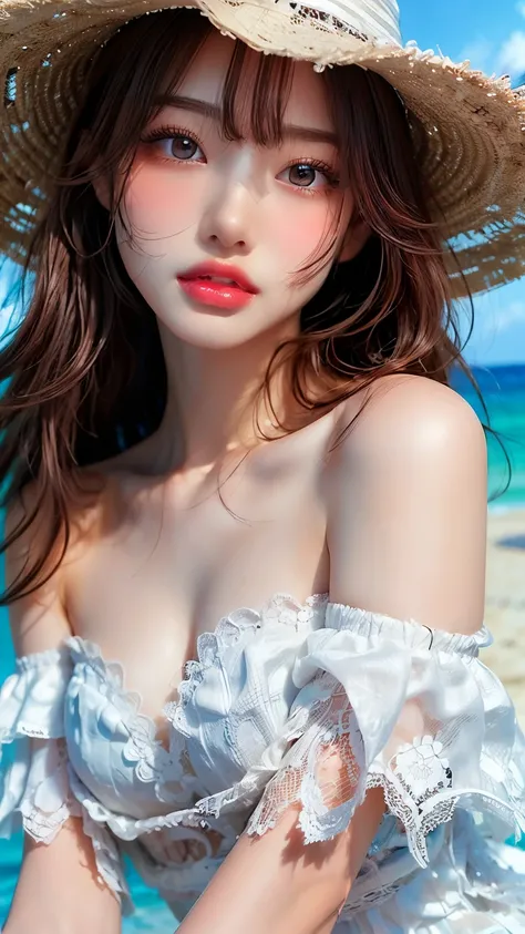 ((Highest quality)),(超A high resolution),(Very detailed),(Detailed Description),((The best CG)),(masterpiece),Very detailed art、Very beautiful and beautiful woman、Small breasts、(((Whitening 1.5)))、Clear skin quality、(((Whitening 1.5)))White lace dress、Off ...