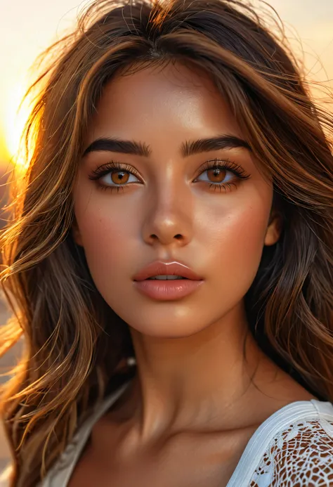 (perfect details), (extremely fine and beautiful:1.1), beautiful face, beautiful light brown eyes, (detailed face, detailed eyes:1.2), realistic skin textures, detailed pouty lips, tan skin, shiny brown hair, (add layer:1.2), dynamic angle, scenery MM, dra...