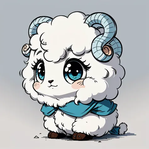 Stuffed teddy sheep。Cartoon vector style, Simple background。Thick Line，Thick strokes。 Flat anime style, Cartoon Minimalism,, Flat illustration, cute cartoon。