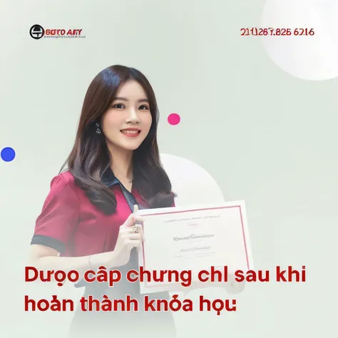 woman holding up a certificate with a picture of a woman in a red shirt, quy ho, do hoang tuong artwork, ceo, by Kun Can, professional profile picture, (doctor), dao trong le, cover corp, phuoc quan, dang my linh, how to, 🚿🗝📝, professional result, cai xuku...