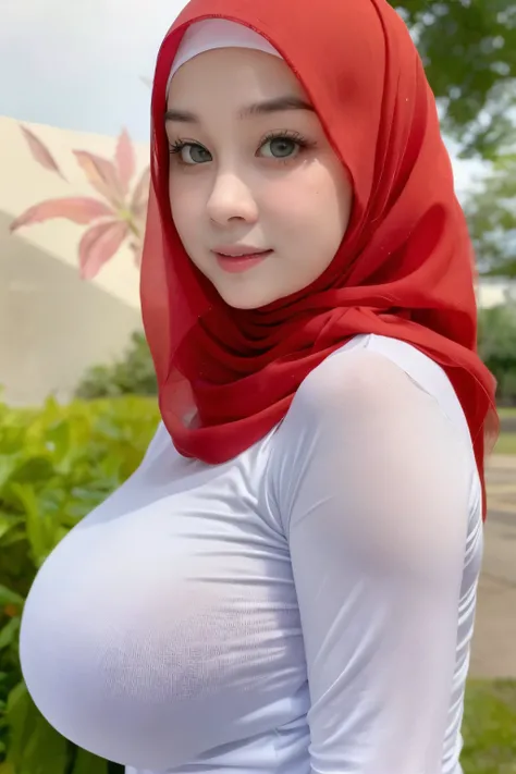 Jumbo (Bbw Chubby & Fatty), adorable, 1 girl, (face to face), 10 years old, baby face, happy, half body portrait, (face details: 1), (eye details: 1), ((big breasts)). wearing transparent transparency soft long shirt, hijab, .. Cute posed. proportional bod...