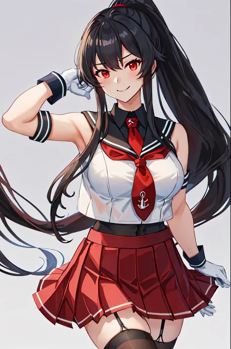 best quality, masterpiece, highres, solo, {yahagi_kantaicollection:1.15}, long_hair, black_hair, ponytail, red_eyes, sidelocks, ...