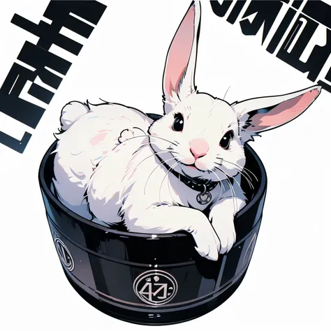 20th Anniversary、logo、simple。Text only、emblem、White background only、(((No humans)))、Black and White、rabbit、完璧なrabbit、詳細なrabbit