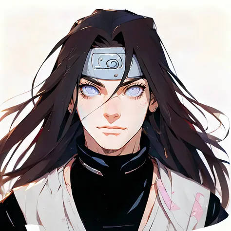 a close up of a person with long hair and a shirt, with her long black hair, lindo androgynous prince, Delicate Neji, androgynous prince, with long dark hair, anime handsome man, Neji Hyuga, ilya kuvshinov with long hair, with long hair, cute anime pose, t...