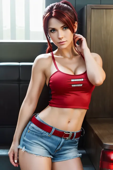 Make me an oc that’s mixed of Claire redfield, Jill valentines tube top and Wendy from gravity falls outfit style 