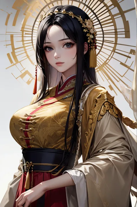 Beautiful woman, ancient chinese costume, whole body, sunlight, Clear Face, Clean white background, masterpiece, Super detailed, A magnificent composition, Ultra HD, high quality, Very detailed, Official Art, Uniform 8k wallpaper, Super detailed, 32k