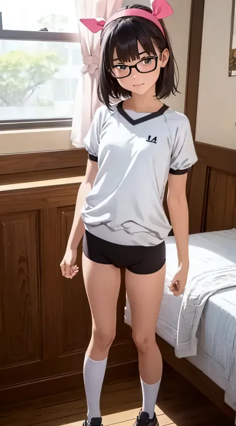 (Tabletop, Highest quality, Capture the cutest moment, Depth of written boundary, Ultra-detailed, Ultra-high resolution, C4D, Octadale, 3D Modeling, 8K, 16K, One Girl,Middle school students, small ,Black-haired,short hair,Straight Hair,Light brown eyes,Whi...