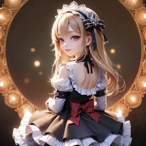 (tabletop), highest quality, expressive eyes, perfect face　　　gothic lolita with mouth closed 　mami tomoe of madoka magica　 a cha...