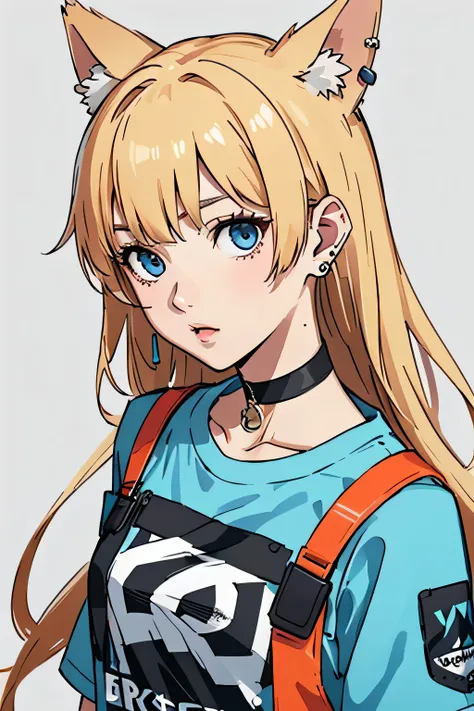 (Better Quality, First Job:1.2) | Detailed Eyes:1.2 1 Female (Dynamic English, throw, Long Hair) choker, shirt, オープンスウェットshirt, Earrings in the ears, finely, First Job.