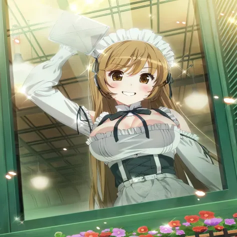 anime girl in Maid outfit standing in front of a window, gorgeous Maid, anime girl in a Maid costume, anime Maids riding early tanks, anime cat girl in a Maid costume, Maid outfit, Maid, anime Maid  ss military, Official anime stills, a Maid in a magical f...