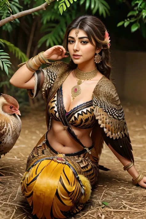 Hansika Motwani is a hen bird, She is a bird but her head looks like girl, from neck to full body looks like hen bird. Hen legs, hen wings. Bird body, hen body,   perfect picture, perfect bird, real bird, Real head replace with real hen head. Exact Bird. C...