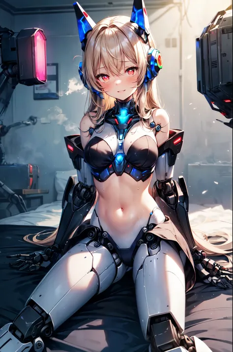 an extremely delicate,
(beautiful robot 1girl:1.5),
break,
8k,
best quality,
masterpiece,
ultra hires,
ultra detailed,
super fine illustration,
break,
(sexy pose:1.2),
(looking at viewer),
full body,
dark bedroom,

night,
bloom,
glowing,
rim lighting,
Cine...