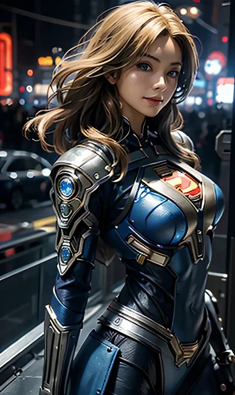 superwoman masterpiece, (best quality), Very detailed, Super detailed, 1. Super Girl, (Mechanicalwing: Golden, Glowing eyes: blue, silver armor: 1.2, Elongated ears: 0.8), (Cyberpunk City: 1.5, arms: Energy Blade), (Fantasy Landscape: 1.2, natural lighting...