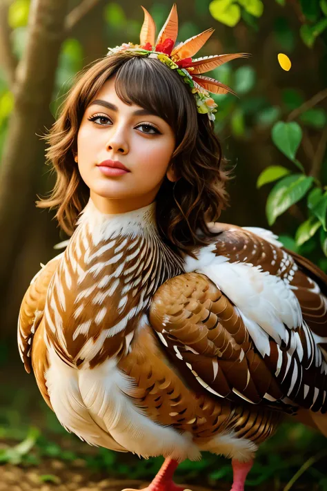 Hansika Motwani is a hen bird, She is a bird but her head looks like girl, from neck to full body looks like hen bird. Hen legs, hen wings. Bird body, hen body,   perfect picture, perfect bird, real bird, Real head replace with real hen head. Exact Bird. C...