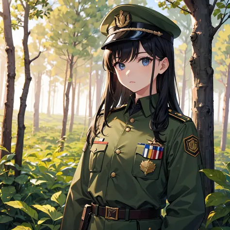 in military uniform,against the backdrop of forests or desert