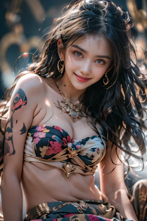 Fashion Photography, 4K, Soft Light, Rim Light, Beautiful, (Photorealistic, Raw: 1.2), (Natural Skin Texture, Realistic Eye and Face Detail, Cheeks, Mysterious Smile), Beautiful Papua New Guinea Beach Background, Ultra Realism, Ultra High Definition, 4K, T...