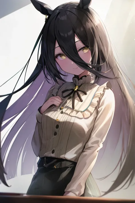 (Tabletop.Highest quality).(Dynamic Angle). (Amazingly detailed CG paintings),(Perfect Image)、Comic Strip.shape.One Girl.Detailed face、Perfect Face.Delicate face、Girl in delicate clothes、Textured skin、Black Hair.length、(Horse-eared girl)Horse-eared girl、((...