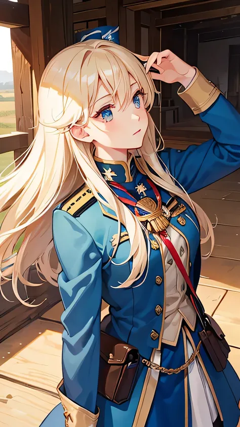 ((best quality)), ((masterpiece)), (detailed face and eyes), detailed hands and fingers, perfect face, accurate, textured skin, high details, gradient hair, hair between eyes, hair over shoulder, big hair, hair over eyes, anime, sparkle, Military uniform, ...