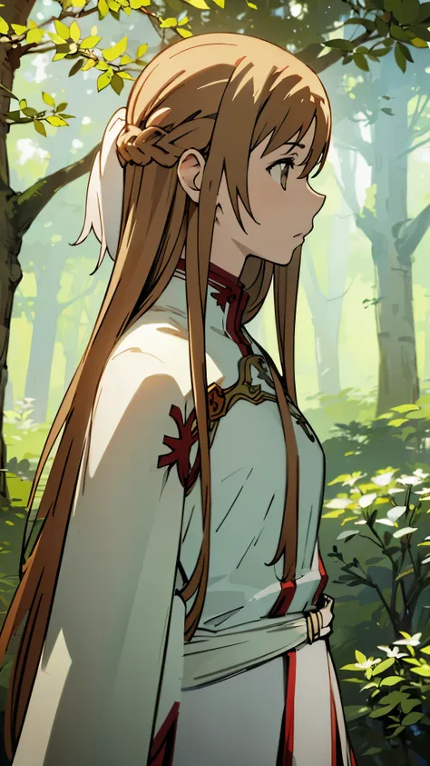 Asuna、knight、woman、profile、Upper Body、forest、Masterpiece、Highest quality、solo、1 person、White Cape