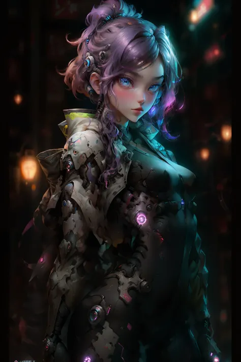plano general, cuerpo entero, A female ninja with cybernetic clothing, digital illustration, highly detailed, poster, 1girl, beautiful detailed eyes, beautiful detailed lips, extremely detailed eyes and face, long eyelashes, intricate cyberpunk outfit, fut...