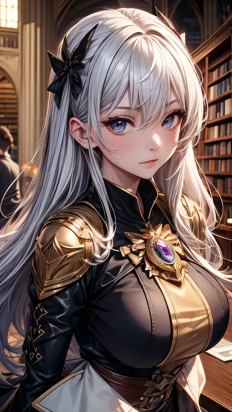 Highest quality, Super quality, 16K, Incredibly absurd, Very detailed, 2.5D, delicate and dynamic, cathedral, library, machine, , Small face, Extremely delicate facial expression, Delicate eye depiction, Extremely detailed hair, Upper body close-up, erotic...