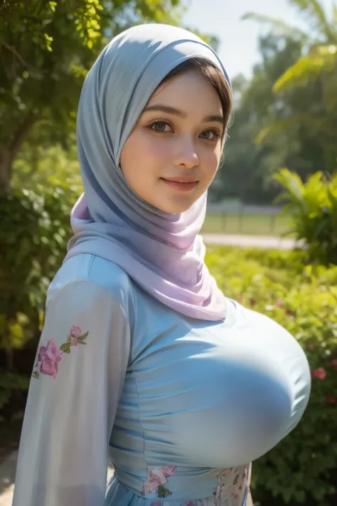 (Undress Strapless dress), Chubby adorable, 1 girl, (face to face), 10 years old, baby face, happy, half body portrait, (face details: 1), (eye details: 1), ((big breasts)). wearing transparent transparency soft soft long shirt, hijab, .. Cute posed. propo...