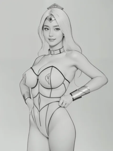 Super heroine, super lady, about 20 years old, pink leotard, sexy Wonder Woman-style bustier, leotard battle suit, unparalleled beauty, graceful, elegant, pure, innocent, adorable, refreshing, smiling, incredibly attractive, amazingly beautiful woman with ...