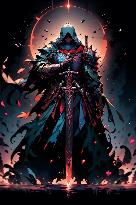 Chest pads,Young woman,Assassin,Pretty to the eyes,aggressive,with black background,rust,magic,glowing,obscure,official art,Masterpiece,High quality,