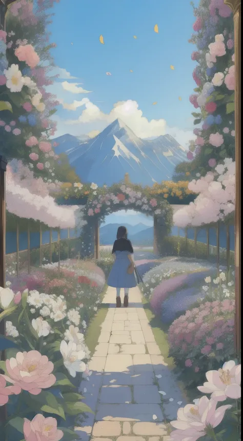 (masterpiece, Highest quality:1.2), (Super detailed),
Pixiv, scenery, flower, garden,
 Fairytale Style,