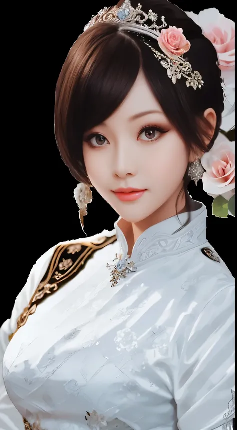 best quality，masterpiece，High resolution，1 girl，Tyndall effect，realistically，Edge lighting，Two-tone lighting，（High Detail Skin：1.2），8K Ultra HD，Pure，Sweet，Flower background，Colored background，Physically based rendering，Perfect light and shadow，extremely hi...