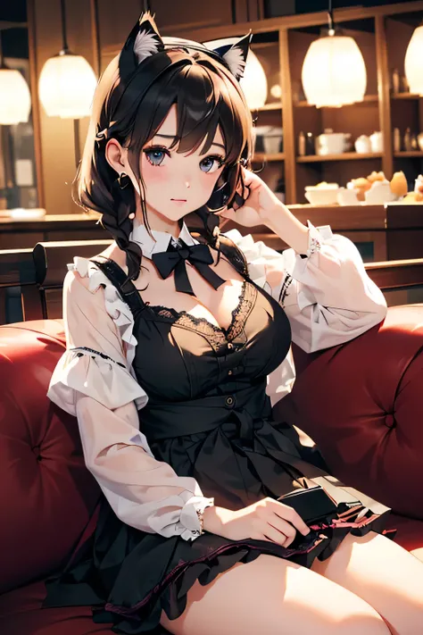 Highest quality、High resolution、Detailed Background、(Beautiful face in every detail:1.4)、Anatomically correct、(Detailed eyes:1.2)、Teenage Girl、Highly detailed face、cute hair color、Braided bob cut、Braided Ponytail、Braided twin tails、(Huge breasts:1.2)、Perfe...