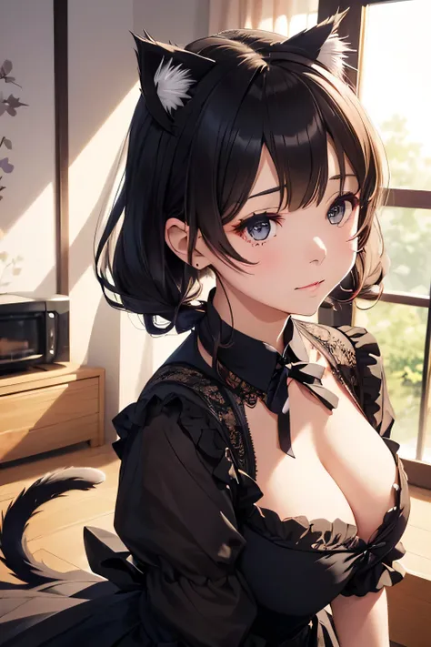 Highest quality、High resolution、Detailed Background、(Beautiful face in every detail:1.4)、Anatomically correct、(Detailed eyes:1.2)、Teenage Girl、Highly detailed face、cute hair color、Braided bob cut、Braided Ponytail、Braided twin tails、(Huge breasts:1.2)、Perfe...