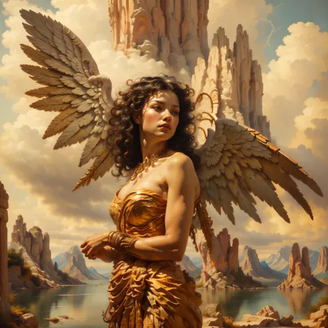 (Half-body statue:1.5),Highly detailed and beautiful angel,(Delicate and detailed angel wings:1.5),Exquisite and detailed facial features,(Beautiful blonde curly hair:1.4),Highly detailed face and hair,Long eyelashes,Beautifully detailed eyes,Beautifully d...